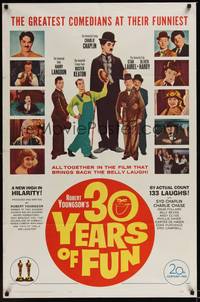 5b014 30 YEARS OF FUN 1sh '63 Charlie Chaplin, Buster Keaton, Laurel & Hardy, Harry Langdon!