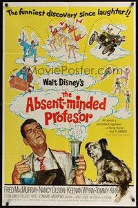 5b023 ABSENT-MINDED PROFESSOR 1sh R67 Walt Disney, Flubber, Fred MacMurray in title role!