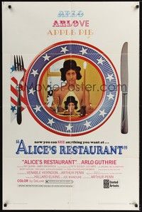 5b035 ALICE'S RESTAURANT 1sh '69 Arlo Guthrie, musical comedy directed by Arthur Penn!