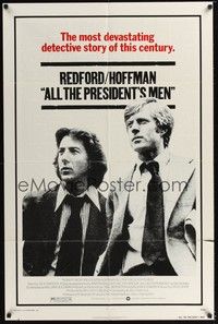 5b038 ALL THE PRESIDENT'S MEN 1sh '76 Dustin Hoffman & Robert Redford as Woodward & Bernstein!