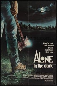 5b040 ALONE IN THE DARK 1sh '83 great D.F. Henderson axe murderer horror art!