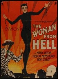 5b001 WOMAN FROM HELL 1sh '29 incredible artwork of Mary Astor in devil outfit & barker!