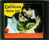 5d148 BEDTIME STORY style B glass slide '33 Maurice Chevalier & pretty Helen Twelvetrees!