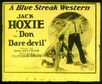 5d153 DON DARE-DEVIL glass slide '25 full-length angry Jack Hoxie about to beat up bad guy!