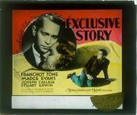 5d156 EXCLUSIVE STORY glass slide '36 Franchot Tone, Madge Evans, thunderbolt film drama of today!