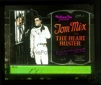 5d160 HEART BUSTER glass slide '24 full-length cowboy Tom Mix talking to guy behind bars!