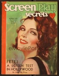 5d066 SCREEN SECRETS magazine May 1930 wonderful art of sexy Myrna Loy by Henry Clive!