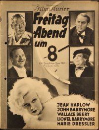5d193 DINNER AT 8 German program '34 Jean Harlow, John & Lionel Barrymore, Wallace Beery, Dressler