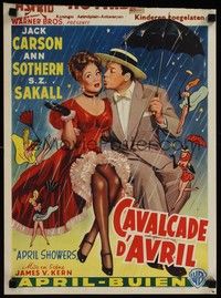 5e599 APRIL SHOWERS Belgian '48 colorful art of Jack Carson & Ann Sothern in musical!