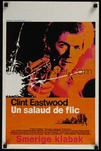 5e621 DIRTY HARRY Belgian '71 great c/u of Clint Eastwood pointing gun, Don Siegel crime classic!