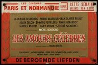 5e627 FAMOUS LOVE AFFAIRS Belgian '61 art of Brigitte Bardot, Alain Delon, Jean-Paul Belmondo!