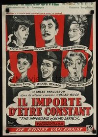 5e650 IMPORTANCE OF BEING EARNEST Belgian '53 Oscar Wilde's comedy, great artwork of cast!