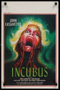 5e651 INCUBUS Belgian '81 John Cassavetes, wild horror artwork of bloody screaming woman!