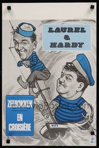 5e713 SAPS AT SEA Belgian R70s great wacky artwork of sailors Stan Laurel & Oliver Hardy!