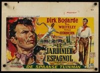 5e723 SPANISH GARDENER Belgian '56 cool artwork of Dirk Bogarde in the title role!