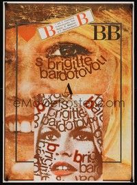 5e316 BRIGITTE BARDOT Czech 23x33 '70 really cool art of Brigitte Bardot!
