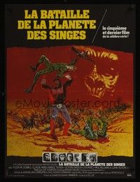 5e372 BATTLE FOR THE PLANET OF THE APES French 23x32 '73 sci-fi art of war between apes & humans!