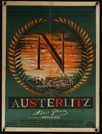 5e373 BATTLE OF AUSTERLITZ French 23x32 '60 Napoleon, Abel Gance directed, Mascii artwork!