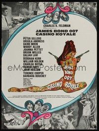 5e384 CASINO ROYALE French 23x32 '67 all-star James Bond spy spoof, sexy psychedelic art!
