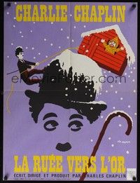 5e398 GOLD RUSH French 23x32 R72 Charlie Chaplin classic, great Leo Kouper artwork!