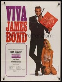 5e399 GOLDFINGER French 23x32 R70 Sean Connery as James Bond 007 with sexy girl by Thos & Bourduge