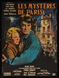 5e410 LES MYSTERES DE PARIS French 23x32 '62 art of Jean Marais & Dany Robin by Jean Mascii!