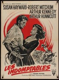 5e414 LUSTY MEN French 23x32 '52 art of Robert Mitchum with sexy Susan Hayward!