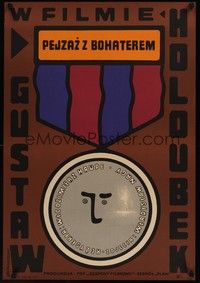 5e045 LANDSCAPE WITH A HERO Polish 23x33 '71 Wlodzimierz Haupe, Mlodozeniec art of medal!