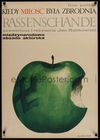 5e061 RASSENSCHANDE: WHEN LOVE WAS A CRIME Polish 23x33 '68 Baranowska art of swastika apple!