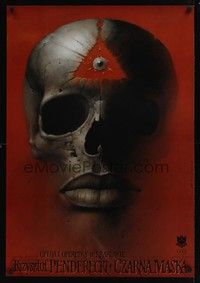 5e102 CZARNA MASKA Polish 27x38 '98 creepy Wieslaw Walkuski art of bloody skull!