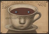 5e164 WISH YOU WERE HERE Polish 27x38 '87 Emily Lloyd, Stasys art of coffee cup w/eyes!