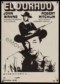 5e007 EL DORADO Polish 17x24 '73 John Wayne & Robert Mitchum, Howard Hawks!
