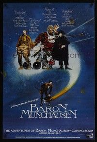 5f021 ADVENTURES OF BARON MUNCHAUSEN teaser 1sh '88 directed by Terry Gilliam, great artwork!