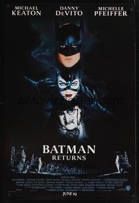 5f073 BATMAN RETURNS int'l advance 1sh '92 Keaton, Danny DeVito, Michelle Pfeiffer, Tim Burton
