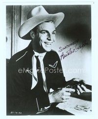 5g300 BUSTER CRABBE signed 8x10 REPRO still '80s smiling portrait in full cowboy gear!