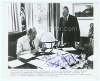 5g312 GERALD FORD signed 8x10 REPRO still '70s image of him autographing a six record set!