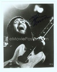 5g325 JOHN LENNON signed 8x10 REPRO still '70s close up of the Beatle playing guitar & singing!
