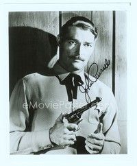 5g326 JOHN RUSSELL signed 8x10 REPRO still '80s close portrait holding gun from TV's Lawman!