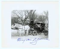 5g229 YVONNE DE CARLO signed 8x10 still '50s in fur in horse-drawn carriage wishing merry X-mas!