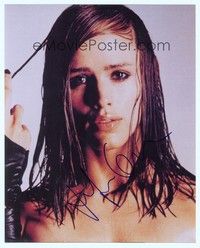 5g255 JENNIFER GARNER signed color 8x10 REPRO still '00s sexy close portrait with wet hair!