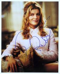 5g279 RENE RUSSO signed color 8x10 REPRO still '00s great seated portrait of the sexy star!