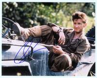 5g290 SEAN PENN signed color 8x10 REPRO still '00s portrait in military uniform sitting in jeep!