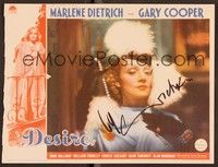 5g100 MARLENE DIETRICH signed book page '82 signature on Desire repro from Foyer Pleasure!