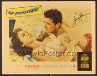 5g077 UP PERISCOPE signed LC #6 '59 by James Garner, who's laying on beach with sexy Andra Martin!