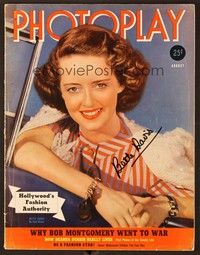 5g086 PHOTOPLAY signed magazine August 1940 by smiling Bette Davis, photograph by Paul Hesse!
