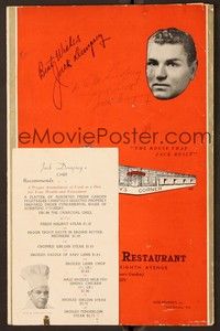 5g099 JACK DEMPSEY signed restaurant menu '36 by his cover image, wonderful low low prices!