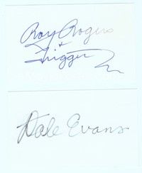 5g142 ROY ROGERS/DALE EVANS 2 signed index cards '70s can be framed with an original or repro still!