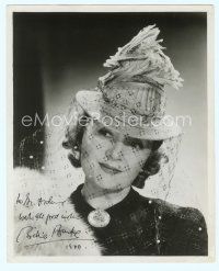 5g156 BILLIE BURKE signed deluxe 8x10 still '40 head & shoulders portrait wearing cool hat & veil!