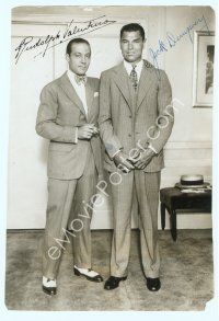 5g219 RUDOLPH VALENTINO/JACK DEMPSEY signed 6.75x10 news photo '26 by BOTH the actor & the boxer!