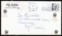 5g107 JOEL McCREA signed letter & envelope '84 received as an apology after McCrea returned items!